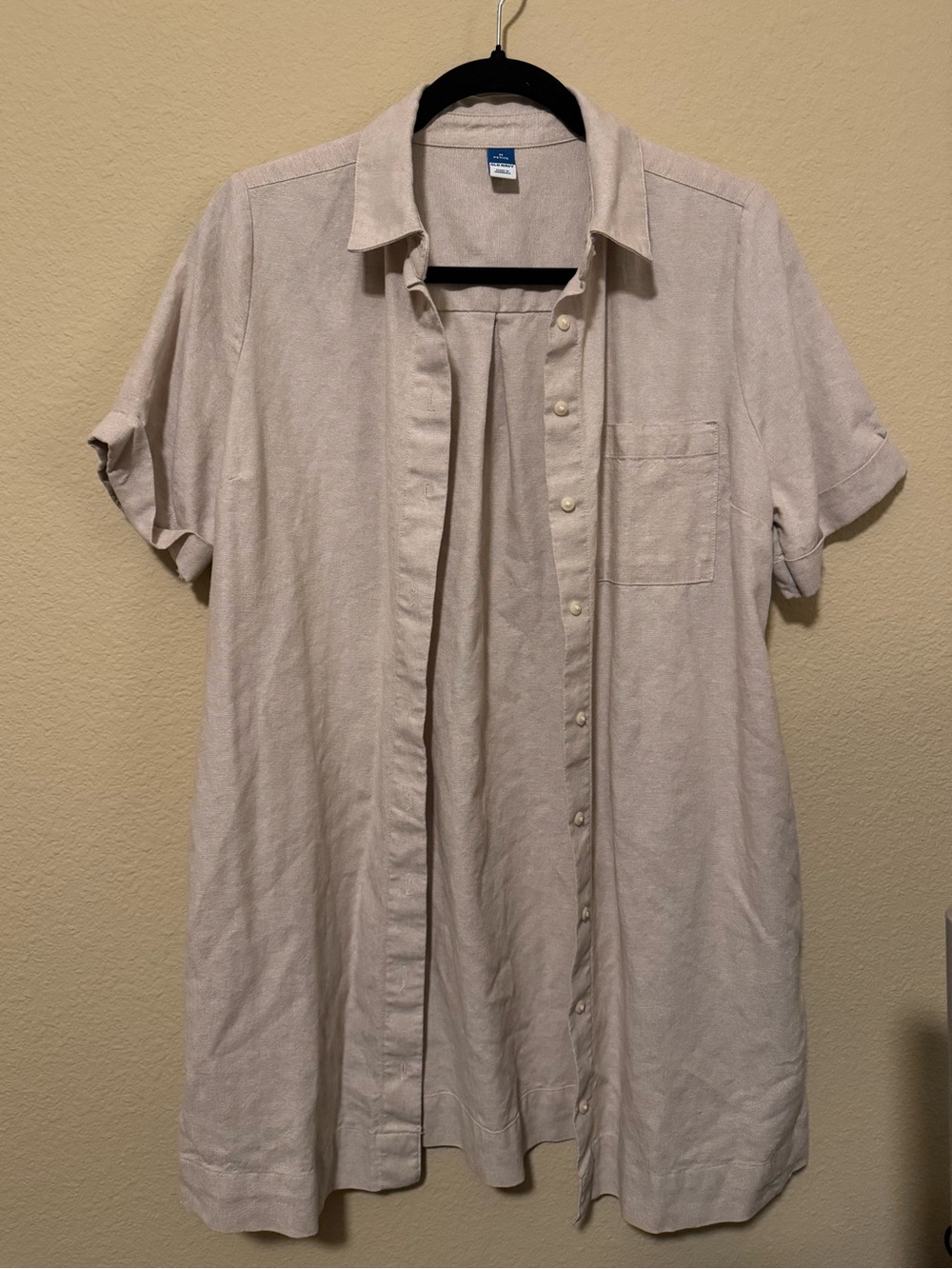 Old Navy linen blend button up shirt dress neutral